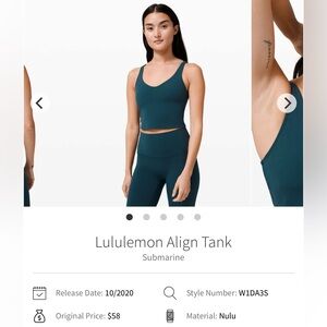 Lululemon Athletica Align Tank in Deep Teal
